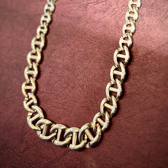 Vintage Mariner Link Chain Necklace. Chunky Statement Necklace Graduated links - Picture 13 of 15